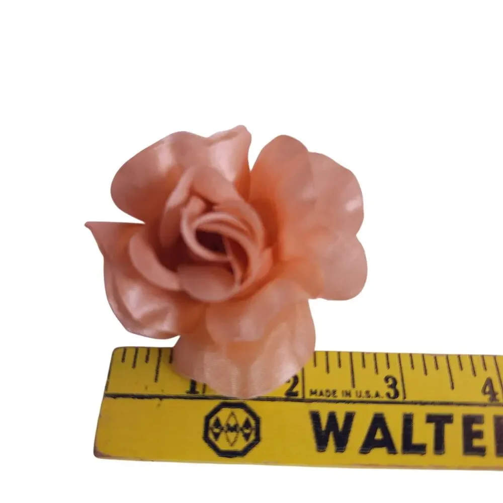 50 Peach Orange Satin Rose Heads Stemless Wedding Floral Craft DIY 2.5in Flowers